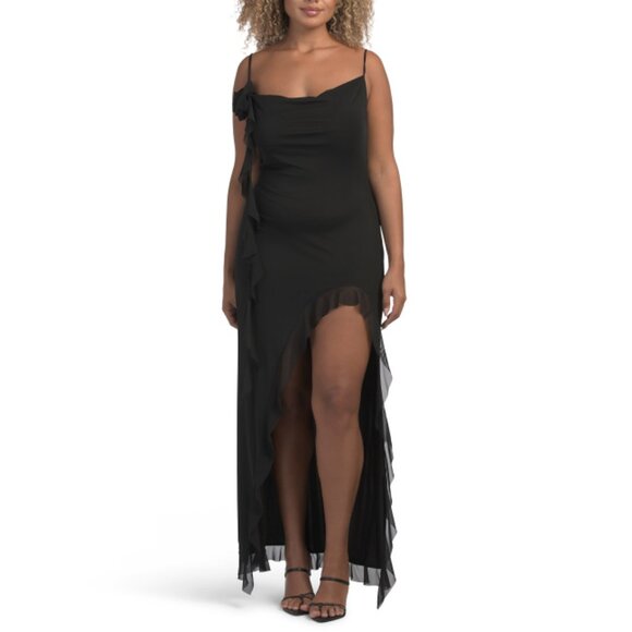AFRM NOIR Mariposa Cowl Neck Ruffle Maxi Dress - Picture 1 of 2